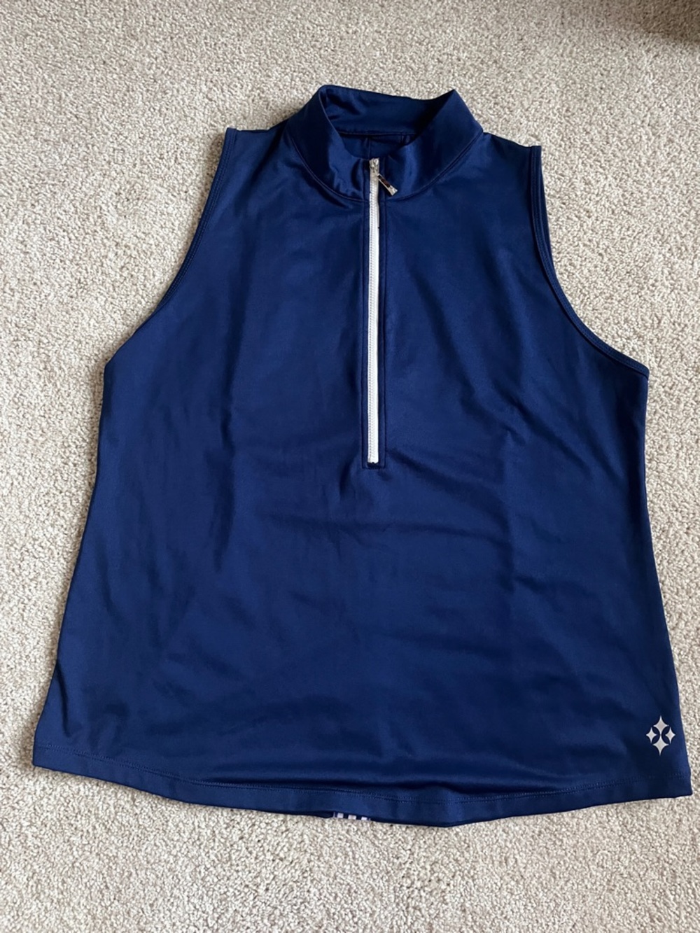 Jofit Navy Blue Sleeveless Zip-Front Golf Polo